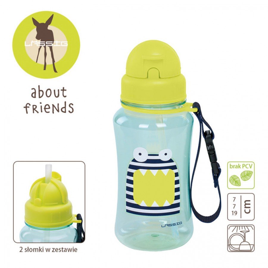 Lassig - Bidon z zapasową słomką Little Monsters Bounding Bob - Esy Floresy 