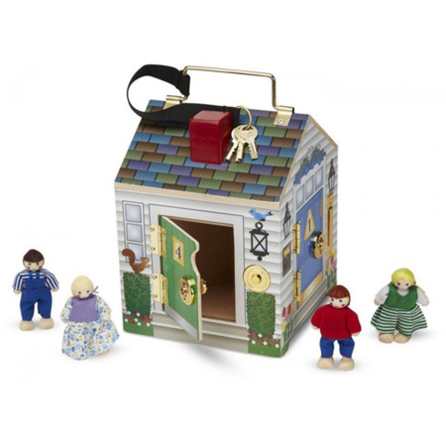 Melissa & Doug - Drewniany domek dźwiękowy z zamkami i kluczami - Esy Floresy 