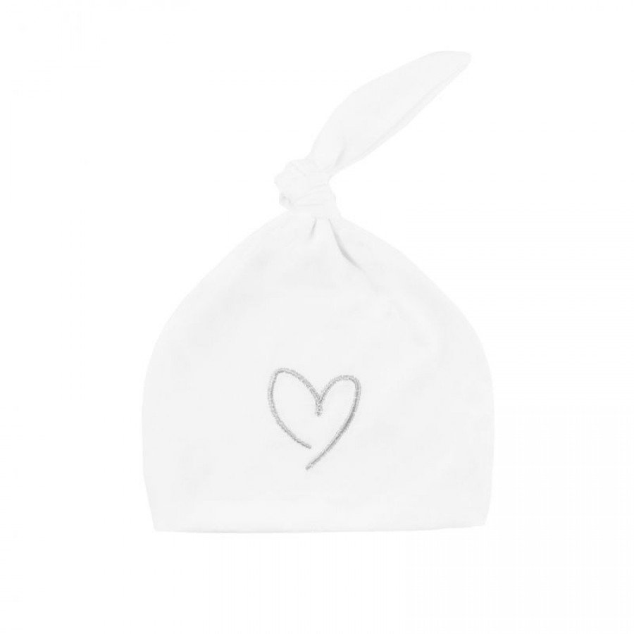 Effiki - Czapeczka 100% bawełny - Biała z szarym Sercem 0-1m - Esy Floresy 