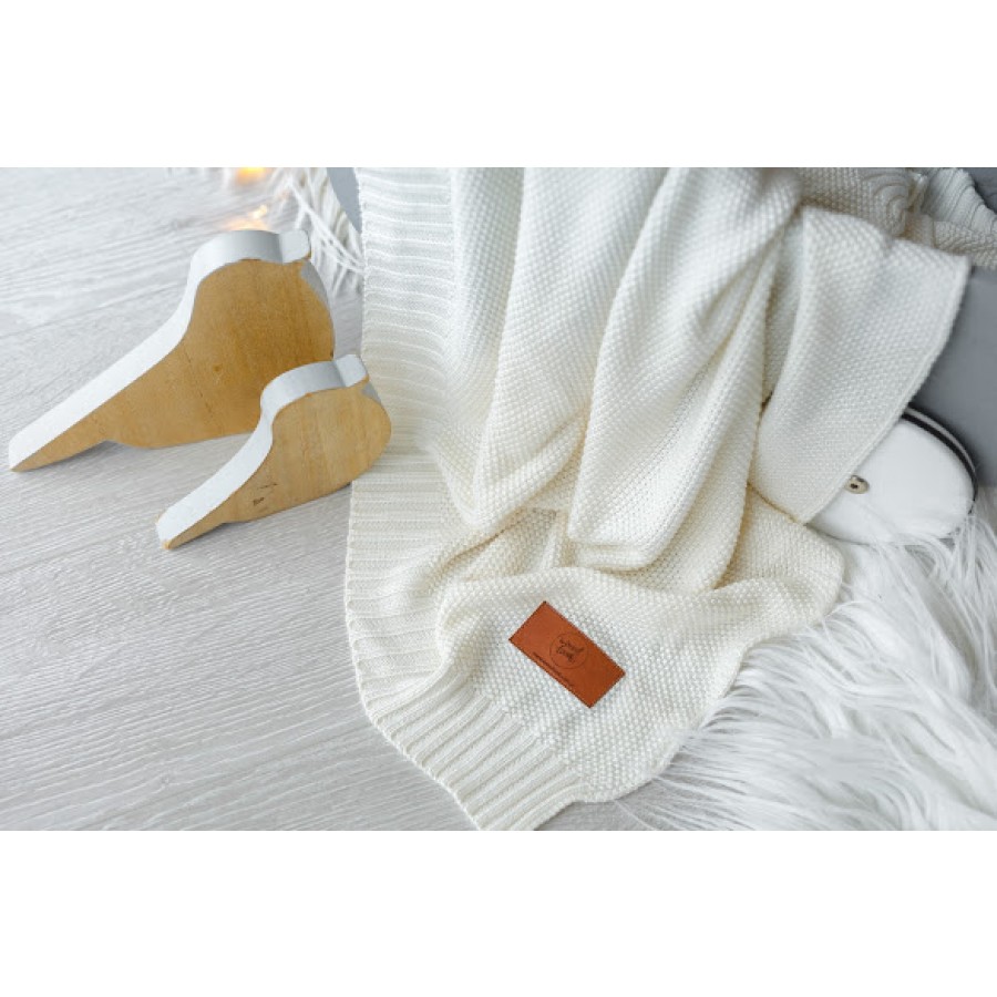 WoodLook - Bambusowy koc dziany z jonami srebra, kremowy - Esy Floresy 