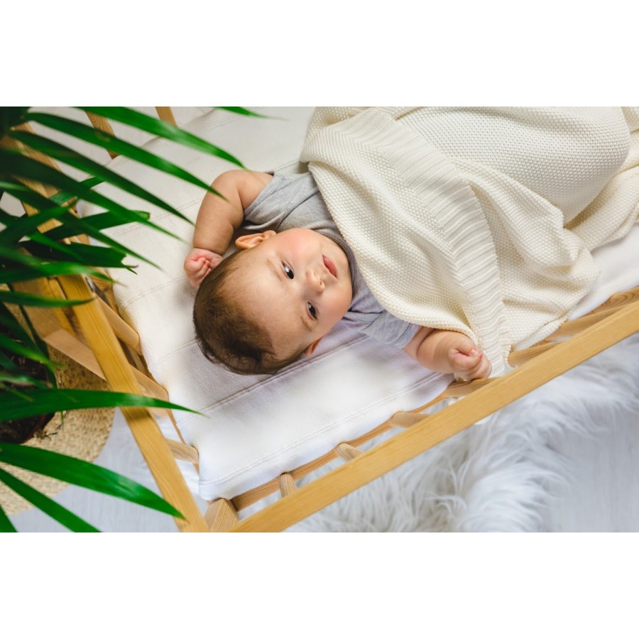 WoodLook - Bambusowy koc dziany z jonami srebra, kremowy - Esy Floresy 