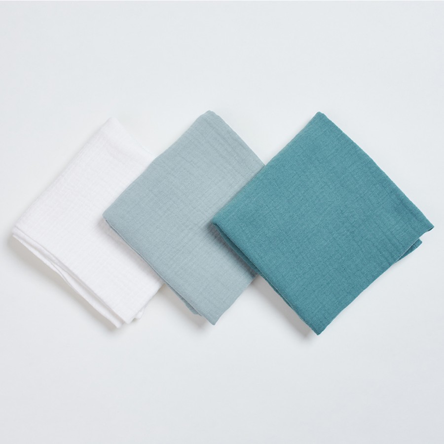 Bim Bla - Zestaw trzech pieluszek muślinowych Zielone  - Esy Floresy 