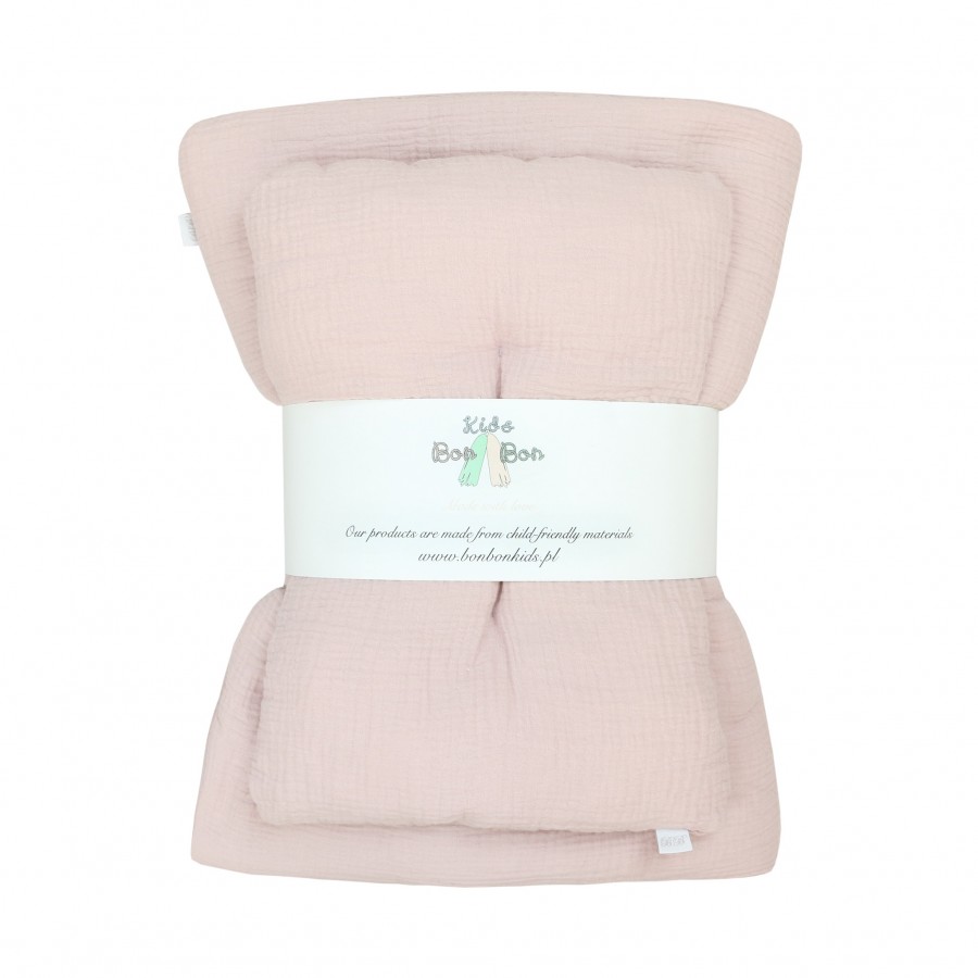 Bon Bon Kids - Komplet muślinowy różowy z wypełnieniem - Esy Floresy 