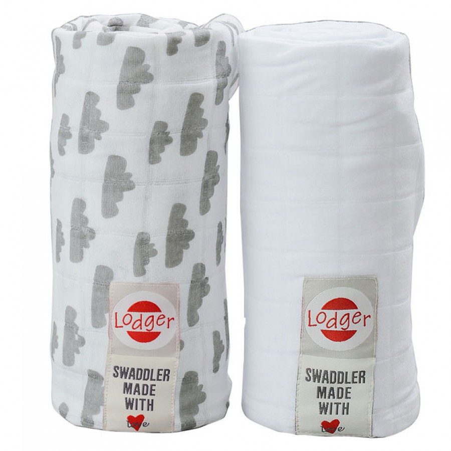 Lodger - Pieluszki 2-Pack Swaddler Grey/White - Esy Floresy 