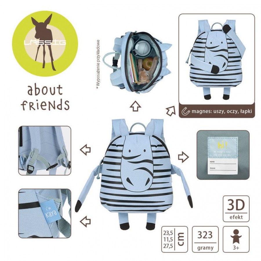 Lassig - Plecak About Friends z magnesami Zebra Kaya - Esy Floresy 
