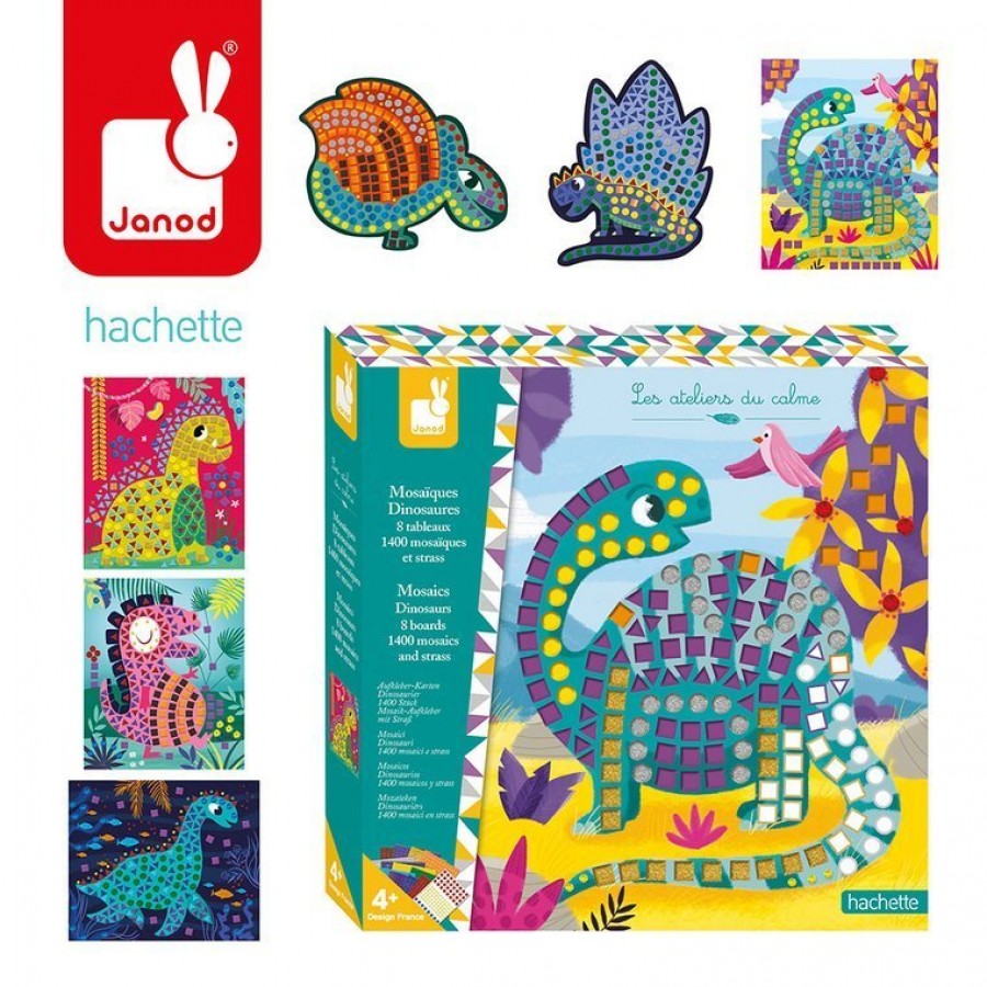 Janod - Zestaw kreatywny Mozaika Dinozaury 4+ - Esy Floresy 