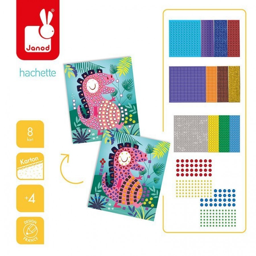 Janod - Zestaw kreatywny Mozaika Dinozaury 4+ - Esy Floresy 