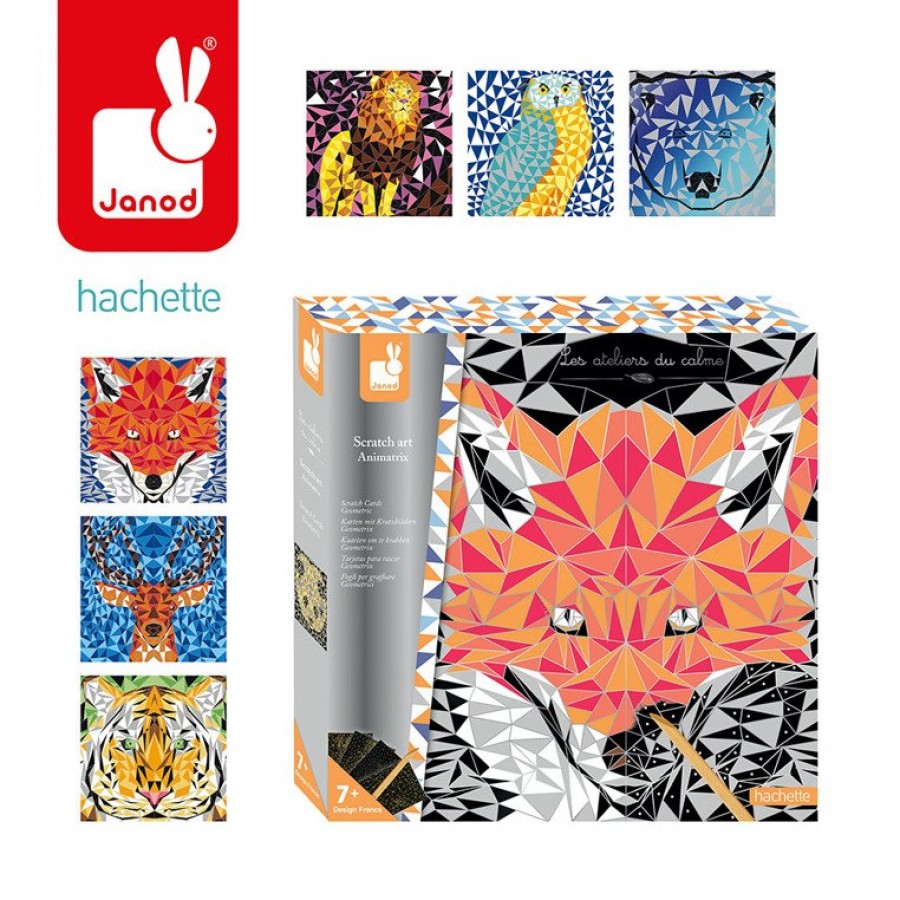 Janod - Zestaw kreatywny Do zdrapywania Animetrics - Esy Floresy 