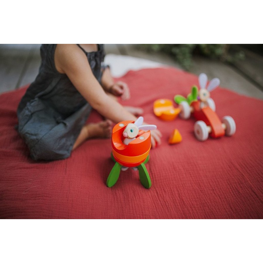 Janod - Rakieta drewniana magnetyczna marchewka z Królikiem - Esy Floresy 