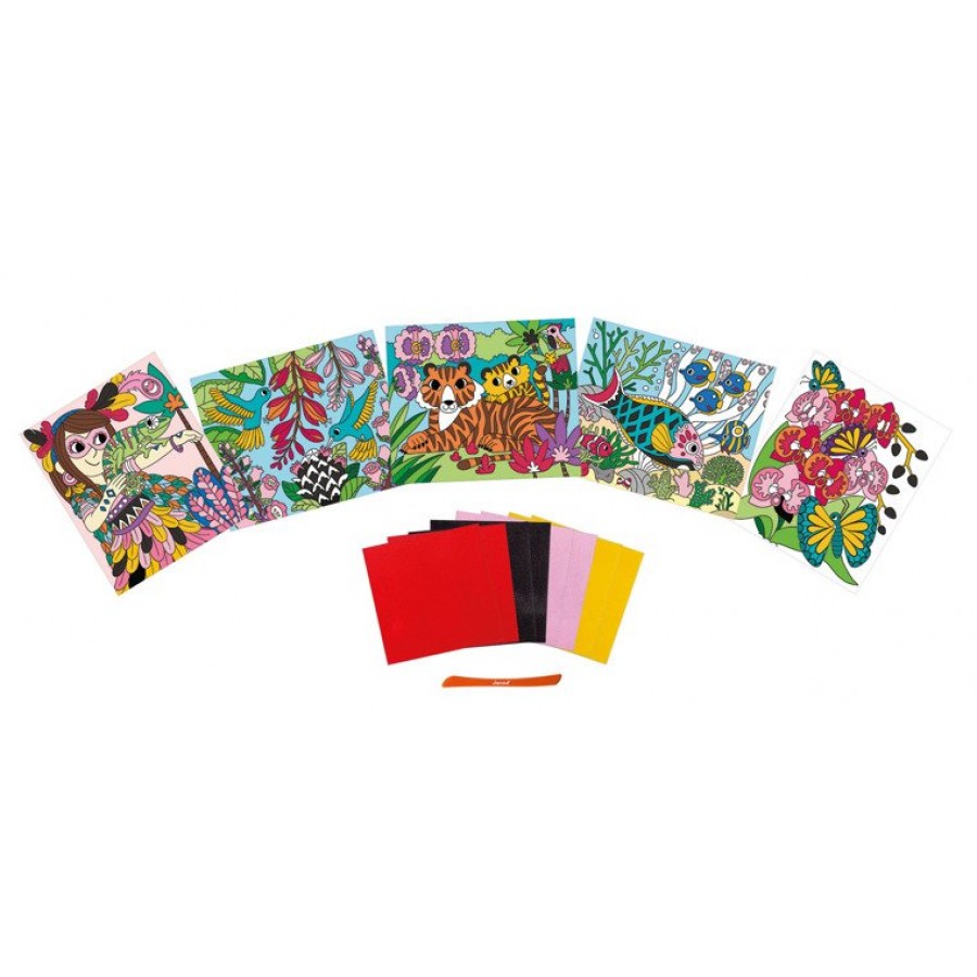 Janod - Zestaw kreatywny Aksamitne karty Tropikalna dżungla - Esy Floresy 
