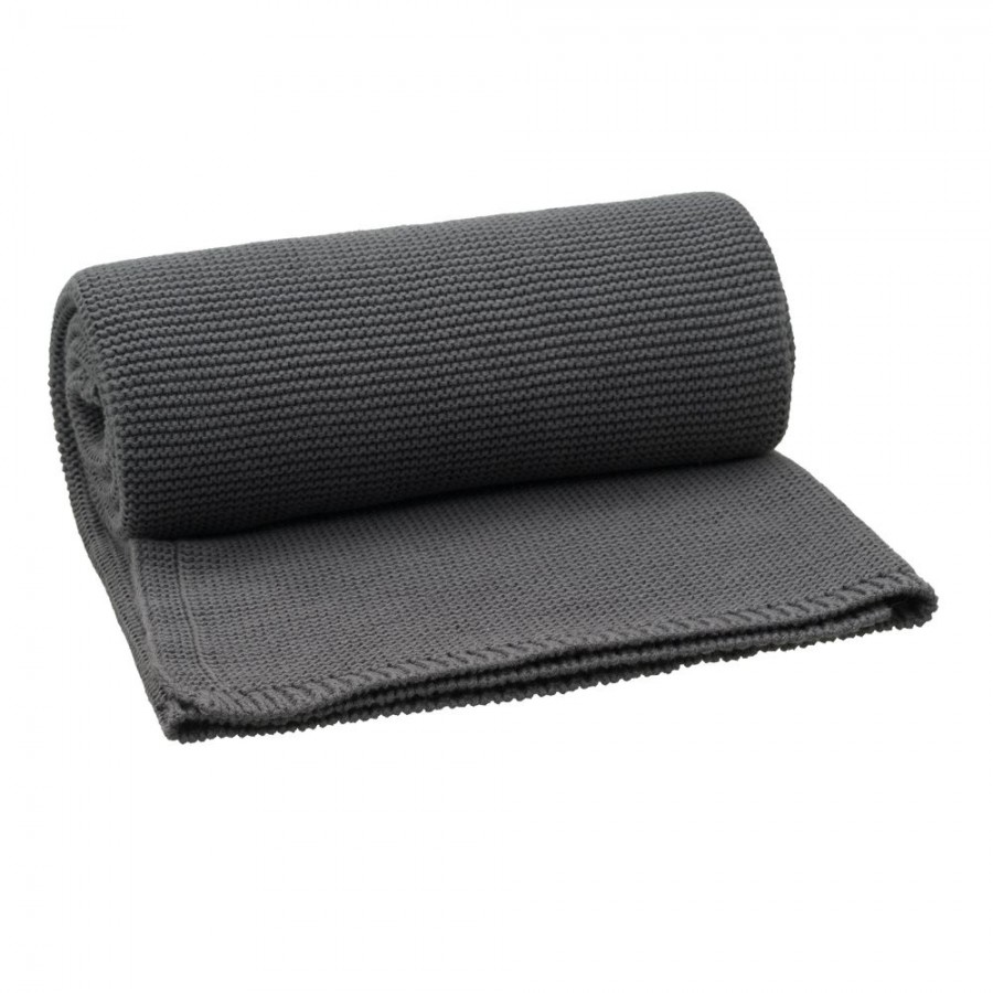  Fresk - Tkany kocyk z bawełny organicznej 80 x 100 cm Uni Dark grey - Esy Floresy 