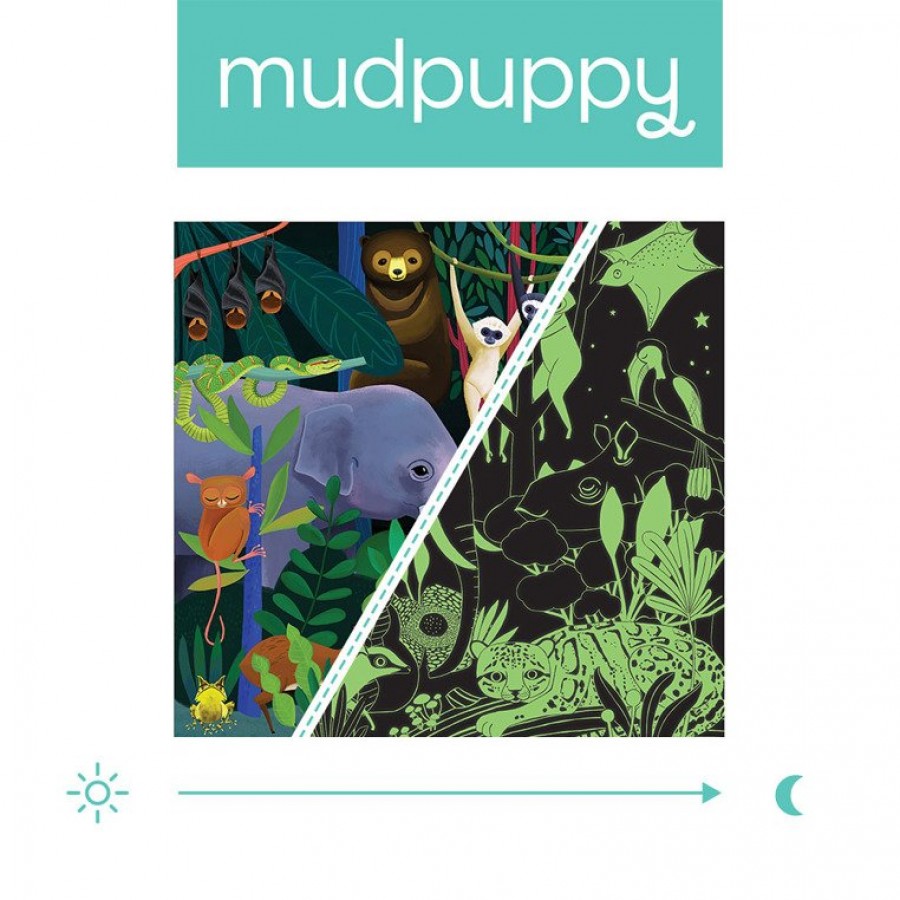 Mudpuppy Puzzle rodzinne świecące w ciemności Dżungla 500 elementów 8+ - Esy Floresy 