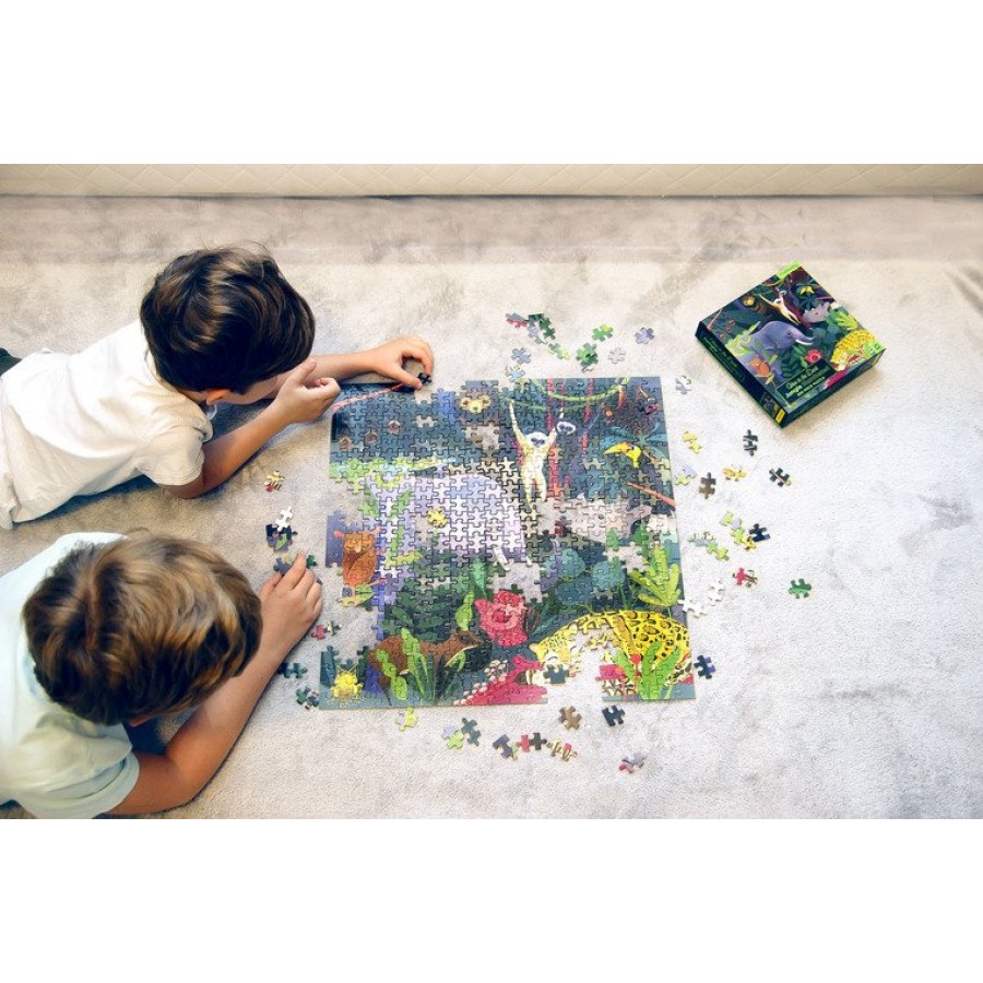 Mudpuppy Puzzle rodzinne świecące w ciemności Dżungla 500 elementów 8+ - Esy Floresy 