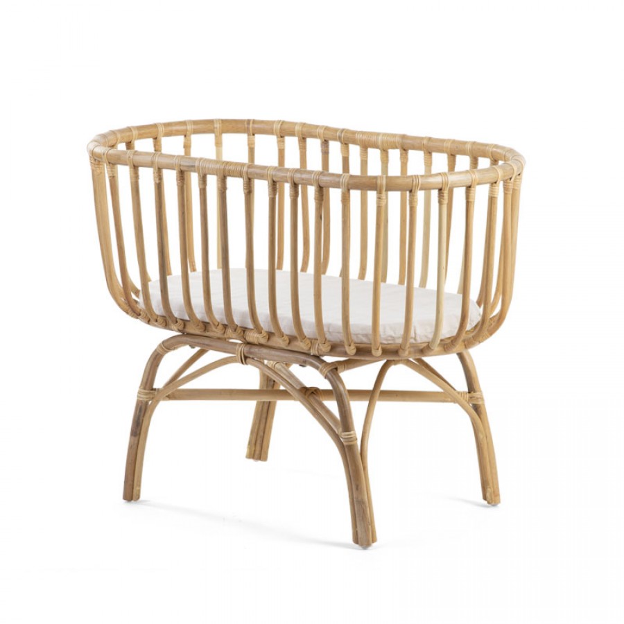 Childhome - Łóżeczko rattanowe 80 x 40 cm + Materac - Esy Floresy 