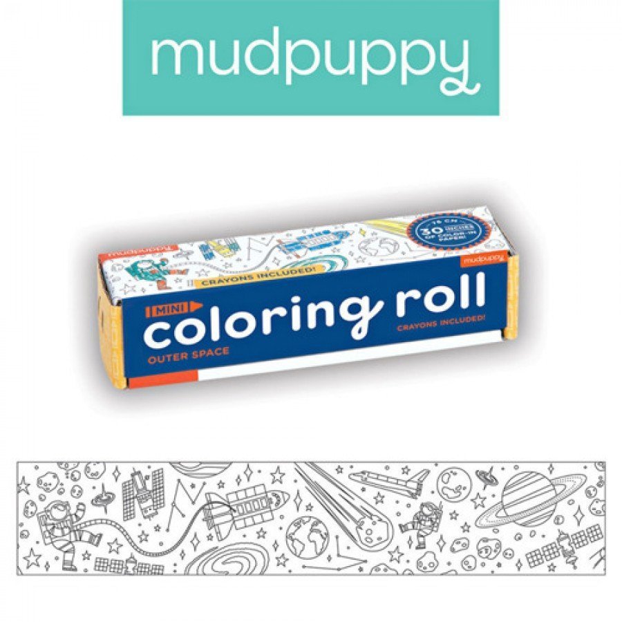 Mudpuppy - Kolorowanka w rolce 76cm z 4 kredkami Kosmos - Esy Floresy 