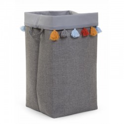 Childhome - Pudełko materiałowe 32 x 32 x 60 szary pompony . | Esy Floresy