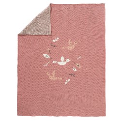 Fresk - Tkany kocyk z bawełny organicznej 80 x 100 cm Ptaszki | Esy Floresy