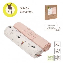 Lassig - Lassig Bambusowy Otulacz-Kocyk 120x120cm Zestaw 2 szt. Garden Explorer Ślimak | Esy Floresy