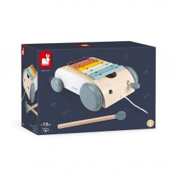 Janod - Wózek drewniany cymbałki do ciągnięcia 8 tonów Sweet Cocoon | Esy Floresy