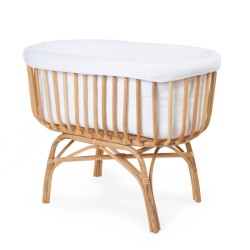 Childhome Owalne łóżeczko rattnowe 80 x 40 z materacem i pokrowcem | Esy Floresy