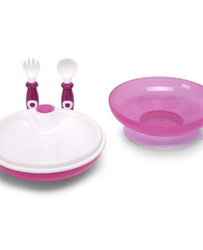 
                                                                                  Childhome - Zestaw obiadowy 3 el. z miseczką termiczną White/Fuchsia - Esy Floresy 