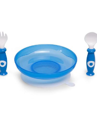 Childhome - Zestaw obiadowy 3 el. z miseczką z przyssawką White/Blue | Esy Floresy